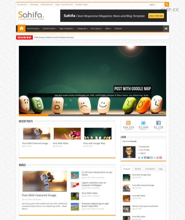 wordpress汉化主题：新闻杂志sahifa主题